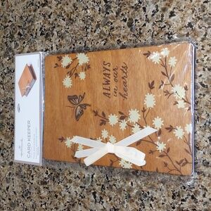 Hallmark Memory Card Keeper Wood Covers New Always In Our Hearts Keepsake Book